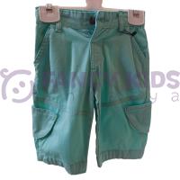 Erkek Çocuk Turkuaz Kargo Cepli Pamuklu Kapri Şort