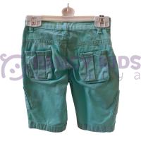 Erkek Çocuk Turkuaz Kargo Cepli Pamuklu Kapri Şort