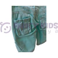 Erkek Çocuk Turkuaz Kargo Cepli Pamuklu Kapri Şort