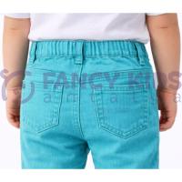 Erkek Çocuk Turkuvaz Mavi Pantolon %100 Pamuk – Ayarlanabilir Bel, Dar Paça, Klasik Jean Kesim