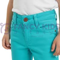 Erkek Çocuk Turkuvaz Mavi Pantolon %100 Pamuk – Ayarlanabilir Bel, Dar Paça, Klasik Jean Kesim