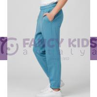 Erkek Çocuk Turkuvaz Mavi Renk Lastikli Paçalı Cepli Eşofman Altı