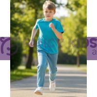 Erkek Çocuk Turkuvaz Mavi Renk Lastikli Paçalı Cepli Eşofman Altı