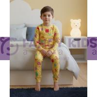 Erkek Çocuk Uzay Tema Desenli Pamuklu Pijama Takımı %95 Pamuk 2’li Set