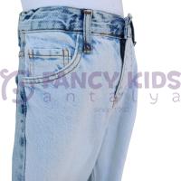 Fancy Kids Antalya Kız Çocuk Jean Pantolon Buz Mavi Denim Çift Renkli Geniş Paçalı