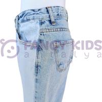 Fancy Kids Antalya Kız Çocuk Jean Pantolon Buz Mavi Denim Çift Renkli Geniş Paçalı