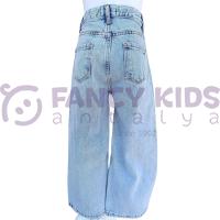 Fancy Kids Antalya Kız Çocuk Jean Pantolon Buz Mavi Denim Çift Renkli Geniş Paçalı