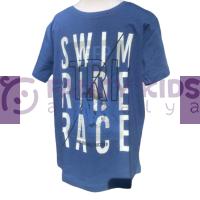 Fancy Kids Erkek Çocuk T-Shirt Triathlon Baskılı Mavi