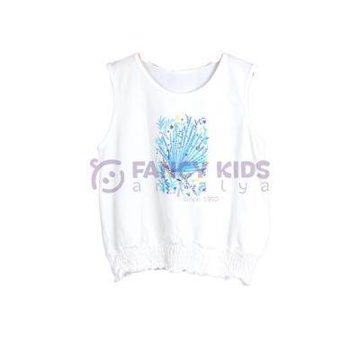 Firuze Baskılı Kız Atlet T-Shirt – Pamuklu, Esnek, Lastikli Bel Tasarım