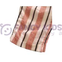 Kız Çocuk  Askılı Crop Siyah T-Shirt Çizgili Pantolon İkili Takım