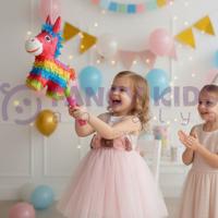 Kız Çocuk Abiye Simli Çiçekli Kemerli Pudra Renk