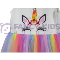 4-14 Yaş Kız Çocuk Abiye Unicorn Baskılı