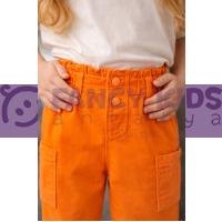 Kız Çocuk Açık Turuncu Kargo Cepli Pantolon