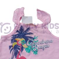 Kız Çocuk Atlet T-Shirt - Şort İkili Takım Pembe-Ekru
