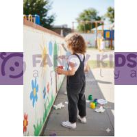 Kız Çocuk Ayıcıklı Salopet Kot Mom Jeans %100 Pamuk Ayarlanabilir Askılı