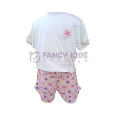 Kız Çocuk Baskılı T-Shirt Desenli Şortlu İkili Takım 