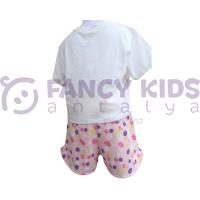 Kız Çocuk Baskılı T-Shirt Desenli Şortlu İkili Takım 