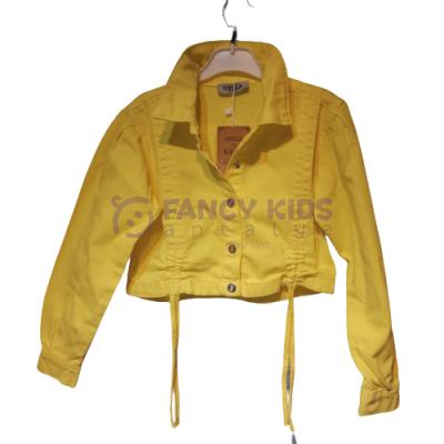 8-14 Yaş Kız Çocuk Ceket Gabardin Tünelli Sarı