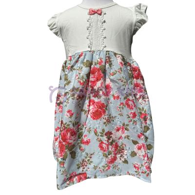 Kız Çocuk Çiçekli Dantelli Gül Baskılı Kolsuz Pamuklu Elbise 