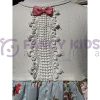 Kız Çocuk Çiçekli Dantelli Gül Baskılı Kolsuz Pamuklu Elbise 