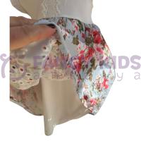 Kız Çocuk Çiçekli Dantelli Gül Baskılı Kolsuz Pamuklu Elbise 