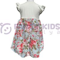 Kız Çocuk Çiçekli Dantelli Gül Baskılı Kolsuz Pamuklu Elbise 