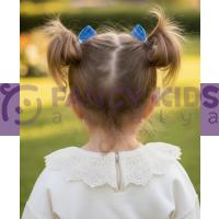 Kız Çocuk Dantelli Yaka Ekru Sweat & Kareli Şort Etek İkili Takım