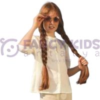 Kız Çocuk Dantelli Yaka Uzun Kollu Pamuklu Bluz – Orijinal Desenli