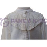 Kız Çocuk Dantelli Yaka Uzun Kollu Pamuklu Bluz – Orijinal Desenli