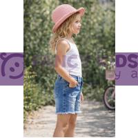 Kız Çocuk Denim Yırtık Kot Şort Lacivert