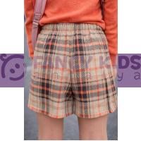 Kız Çocuk Ekose İskoç Desenli Etek-Şort Midi Boy Lastikli Bel Rahat Kalıp