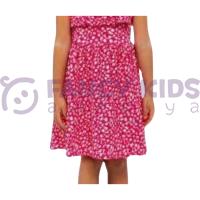 Kız Çocuk Elbise Çiçekli Baskılı Pembe