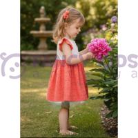 Kız Çocuk Gipürlü Kurdeleli Pamuklu Elbise – Astarlı Nakışlı Elbise
