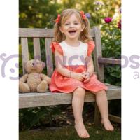 Kız Çocuk Gipürlü Kurdeleli Pamuklu Elbise – Astarlı Nakışlı Elbise