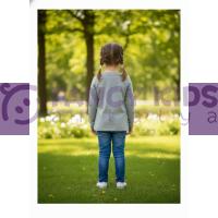 Kız Çocuk Gri Kuğu Desenli Pullu Sweatshirt – Yumuşak Mevsimlik Rahat Kalıp