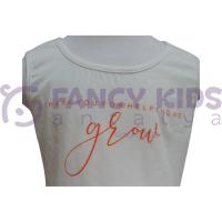 Kız Çocuk Grow Baskılı Ekru Turuncu Crop Atlet T-Shirt – Pamuklu Yumuşak Kumaş