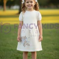 Kız Çocuk Hırkalı Tarlatan ve Pamuk Astarlı Triko Elbise 