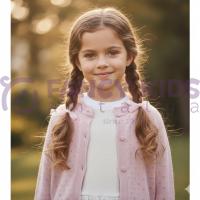 Kız Çocuk Hırkalı Tarlatan ve Pamuk Astarlı Triko Elbise 