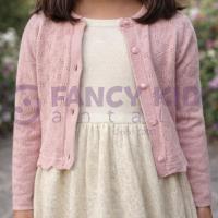 Kız Çocuk Hırkalı Tarlatan ve Pamuk Astarlı Triko Elbise 