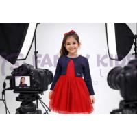 Kız Çocuk Hırkalı Tüllü Elbise Takımı – Lacivert, Astarlı ve Lastik Bel Detaylı