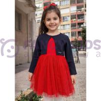 Kız Çocuk Hırkalı Tüllü Elbise Takımı – Lacivert, Astarlı ve Lastik Bel Detaylı