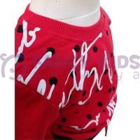 Kız Çocuk İkili Takım – Baskılı Kırmızı Siyah Sweatshirt ve Esnek Tayt | %100 Pamuk Şardonlu Kumaş