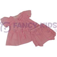 Kız Çocuk İkili Takım – Pötikareli Pembe Bebe Model %100 Pamuk