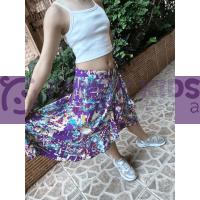 8-14 Yaş Kız Çocuk İkili Takım Askılı Crop Desenli Etekli 