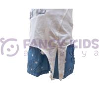 Kız Çocuk İkili Takım Baskılı Ekru T-Shirt ve Puanlı Mavi Şort