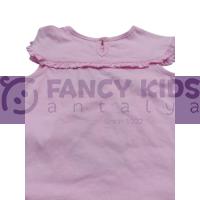 Kız Çocuk İkili Takım Baskılı Pembe T-Shirt Bej Şortlu