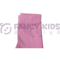 Kız Çocuk İkili Takım Belden Bağlamalı Önü Baskılı Arkası Düz Renk T-Shirt - Baskısız Tek Renk Pembe Tayt
