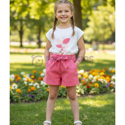 Kız Çocuk İkili Takım Ekru - Pembe 