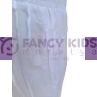 Kız Çocuk İkili Takım İp Askılı Bluz + Baskılı Pantolonlu  Beyaz - Yeşil