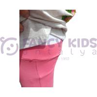 Kız Çocuk İkili Takım Kahvemelanj T-Shirt Pembe Tayt 